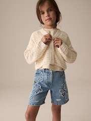 Denim 100% Cotton Denim Knitted Flower Shorts (3-16yrs) - Image 5 of 11