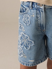 Denim 100% Cotton Denim Knitted Flower Shorts (3-16yrs) - Image 7 of 11