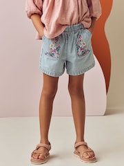 Multi 100% Cotton Floral Stripe Shorts (3-16yrs) - Image 1 of 4