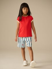 Blue/White 100% Cotton Stripe Denim Shorts (3-16yrs) - Image 2 of 8