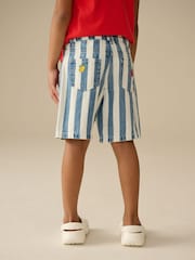 Blue/White 100% Cotton Stripe Denim Shorts (3-16yrs) - Image 3 of 8