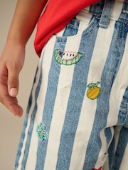 Blue/White 100% Cotton Stripe Denim Shorts (3-16yrs) - Image 4 of 8