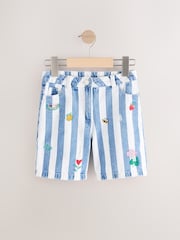 Blue/White 100% Cotton Stripe Denim Shorts (3-16yrs) - Image 5 of 8