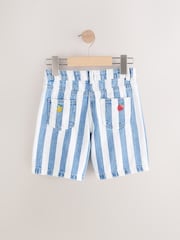 Blue/White 100% Cotton Stripe Denim Shorts (3-16yrs) - Image 6 of 8