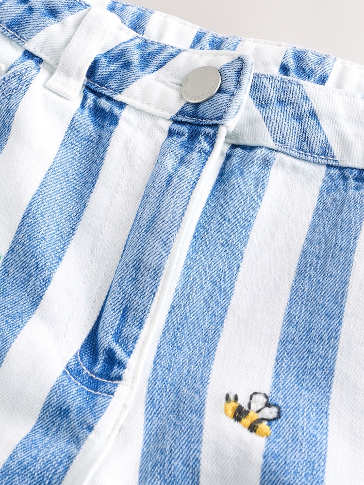 Blue/White 100% Cotton Stripe Denim Shorts (3-16yrs) - Image 8 of 8