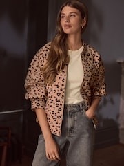 Animal Print Quilt Bomber Jacket - Image 2 of 7