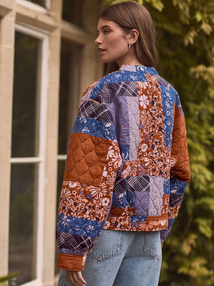 Patch Print Quilt Bomber Jacket - Image 2 of 5