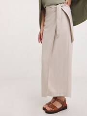JD Williams Natural Linen Wrap Skirt - Image 1 of 4