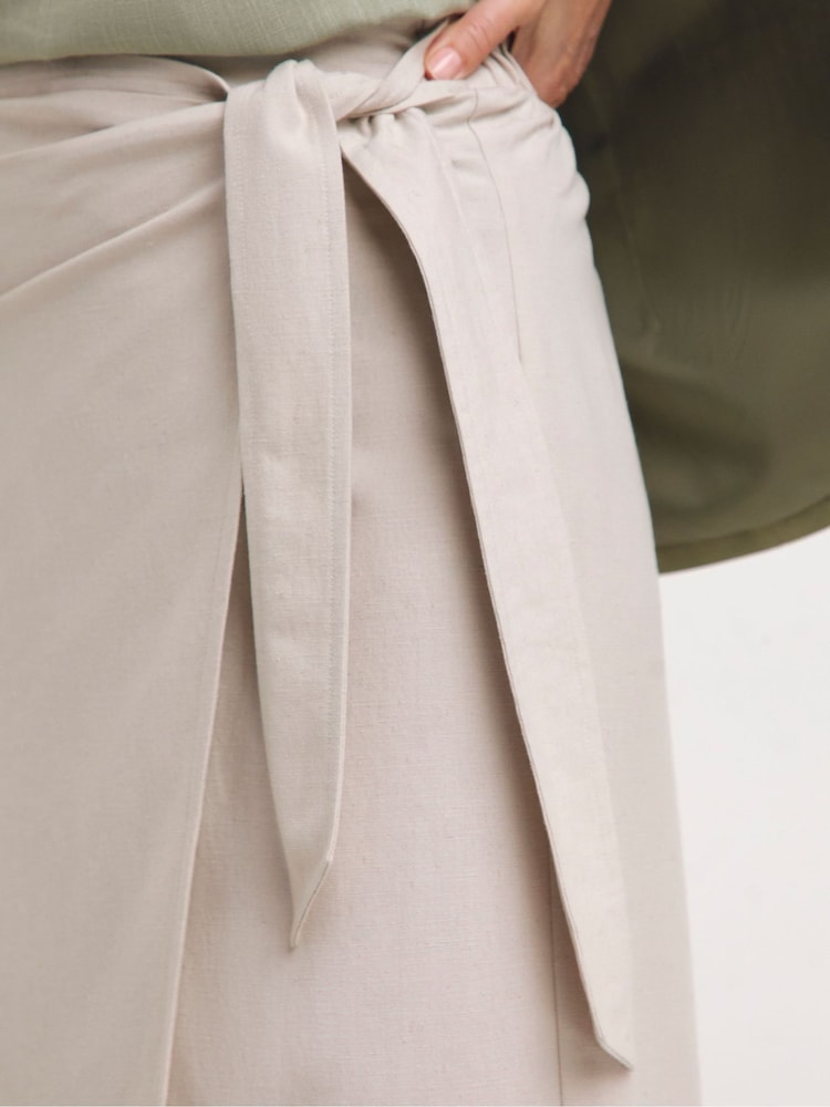 JD Williams Natural Linen Wrap Skirt - Image 4 of 4 JD Williams Natural Linen Wrap Skirt - Image 4 of 4