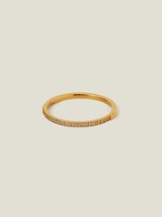 Accessorize Gold Tone Stainless Steel Sparkle Band Ring - Image 1 of 3