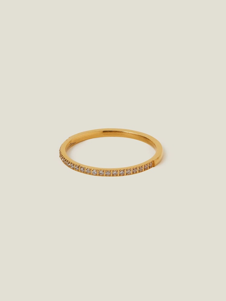 Accessorize Gold Tone Stainless Steel Sparkle Band Ring - Image 1 of 3