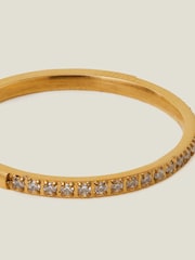 Accessorize Gold Tone Stainless Steel Sparkle Band Ring - Image 2 of 3