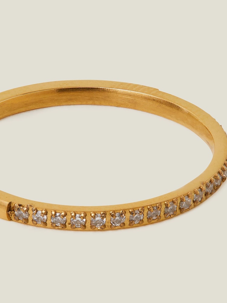 Accessorize Gold Tone Stainless Steel Sparkle Band Ring - Image 2 of 3