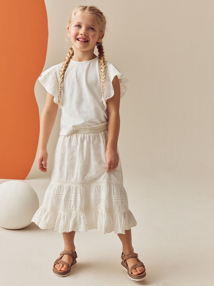 Ecru Boho Tiered Skirt (3-16yrs) - Image 2 of 3
