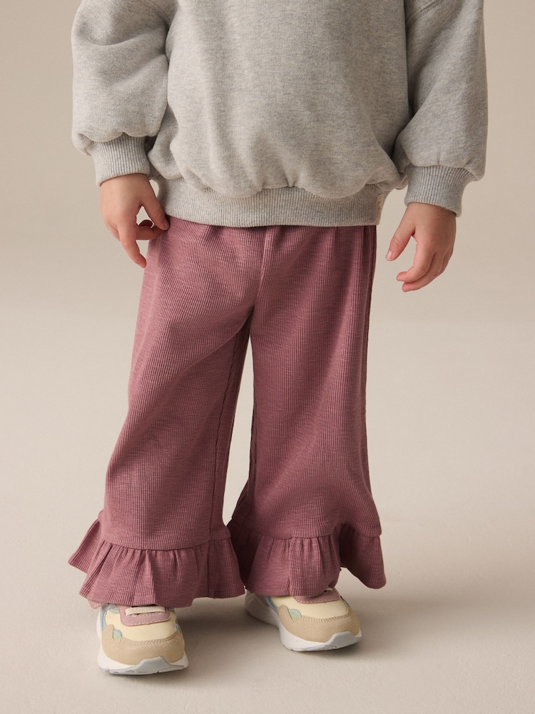 Pink Textured Frill Hem Wide Trousers (3mths-7yrs) - Image 1 of 9