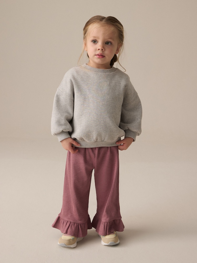 Pink Textured Frill Hem Wide Trousers (3mths-7yrs) - Image 2 of 9