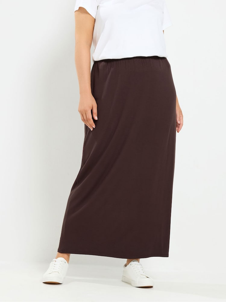 Yours Curve Brown Tube Maxi Skirt - Image 1 of 6