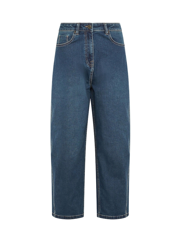 M&Co Blue Petite Barrel Leg Jeans - Image 5 of 5