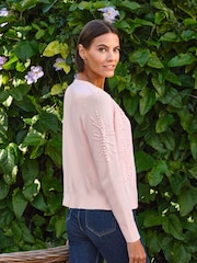 Pure Collection Pink Cotton Hand Beaded Cardigan - Image 2 of 3