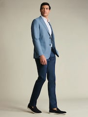 Charles Tyrwhitt Blue Linen Cotton Slim Fit Jacket - Image 3 of 5