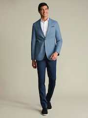 Charles Tyrwhitt Blue Linen Cotton Slim Fit Jacket - Image 4 of 5