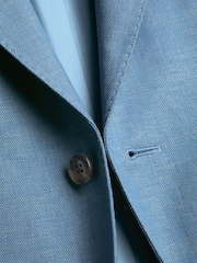 Charles Tyrwhitt Blue Linen Cotton Slim Fit Jacket - Image 5 of 5
