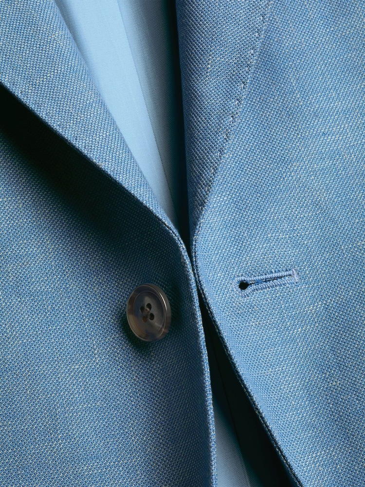 Charles Tyrwhitt Blue Linen Cotton Slim Fit Jacket - Image 5 of 5 Charles Tyrwhitt Blue Linen Cotton Slim Fit Jacket - Image 5 of 5