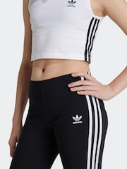 adidas originals Black 3 Stripe Flared Leggings - Image 4 of 6
