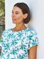 Pure Collection Blue Grown On Sleeve Cotton T-Shirt - Image 3 of 3