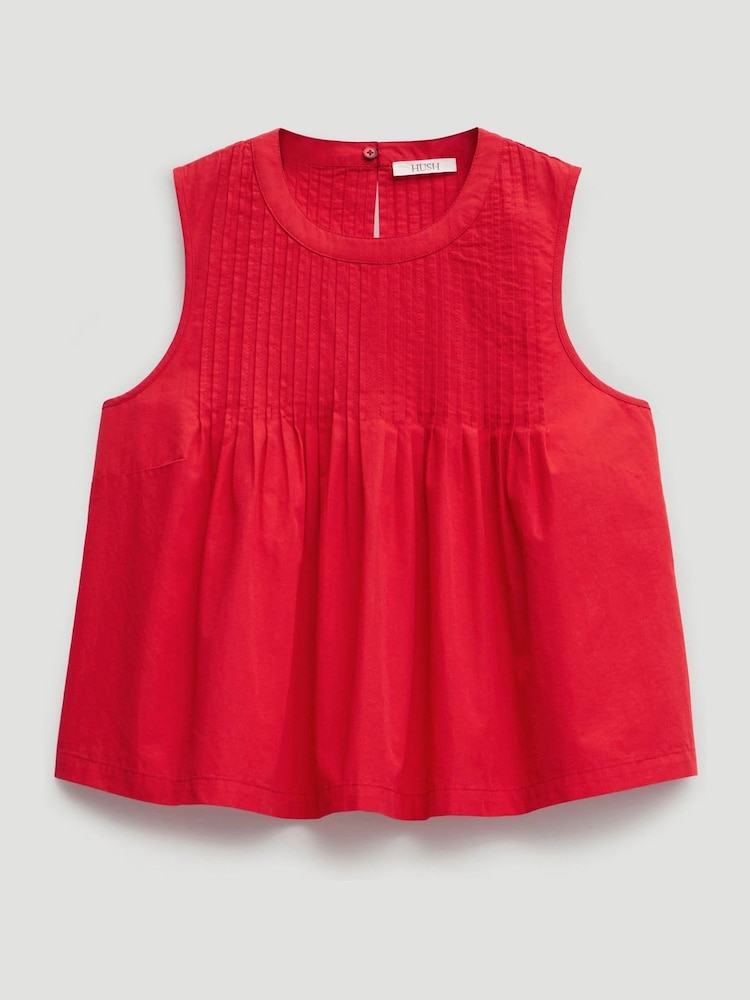 Hush Red Arden Pink Tuck Detail Shell Top - Image 5 of 5 Hush Red Arden Pink Tuck Detail Shell Top - Image 5 of 5