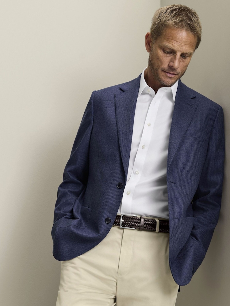 Charles Tyrwhitt Blue Wool Silk Slim Fit Jacket - Image 1 of 5 Charles Tyrwhitt Blue Wool Silk Slim Fit Jacket - Image 1 of 5