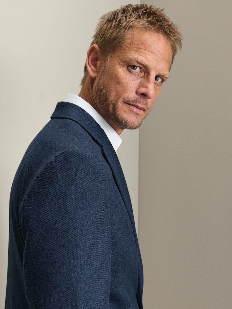 Charles Tyrwhitt Blue Wool Silk Slim Fit Jacket - Image 2 of 5 Charles Tyrwhitt Blue Wool Silk Slim Fit Jacket - Image 2 of 5