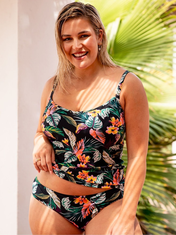 Curvy Kate Cuba Libre Print Mix Black Tankini Top - Image 1 of 6