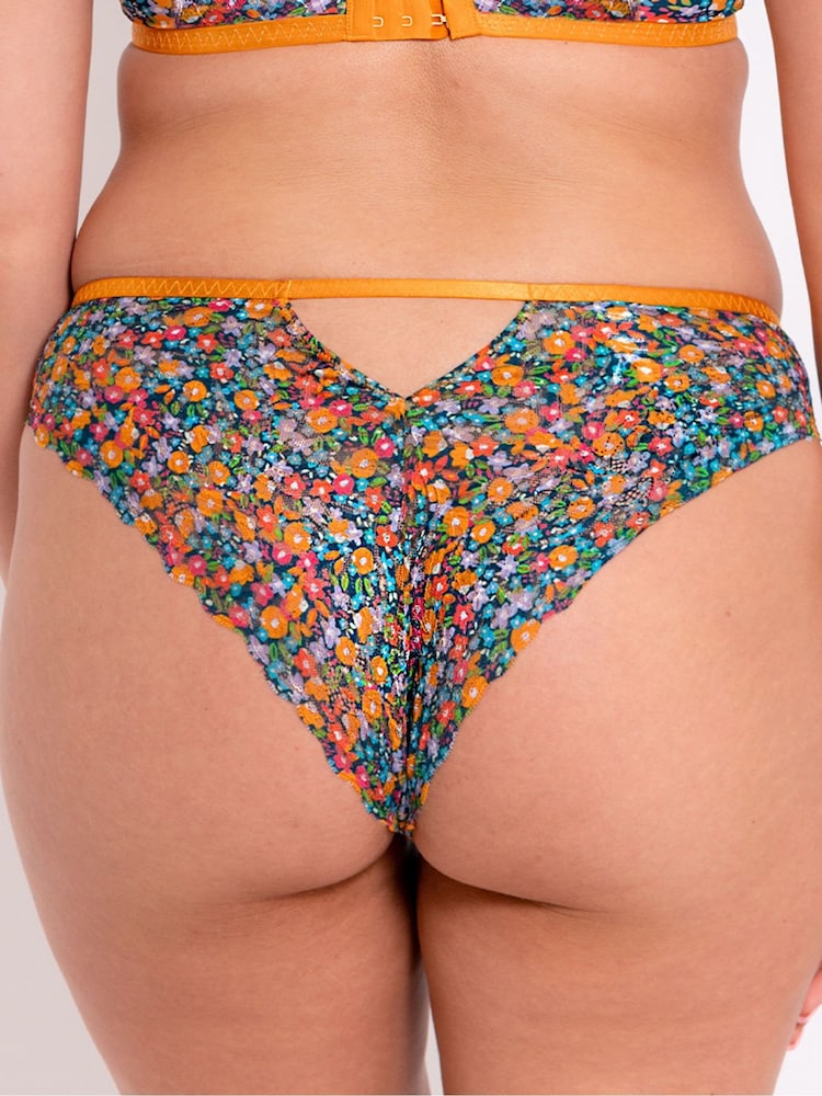 Curvy Kate Orange Floral Print Lace Daze Brazilian Briefs - Image 2 of 5 Curvy Kate Orange Floral Print Lace Daze Brazilian Briefs - Image 2 of 5