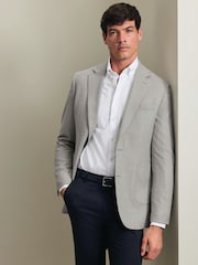 Charles Tyrwhitt Silver Grey Wool Silk Slim Fit Jacket - Image 1 of 6