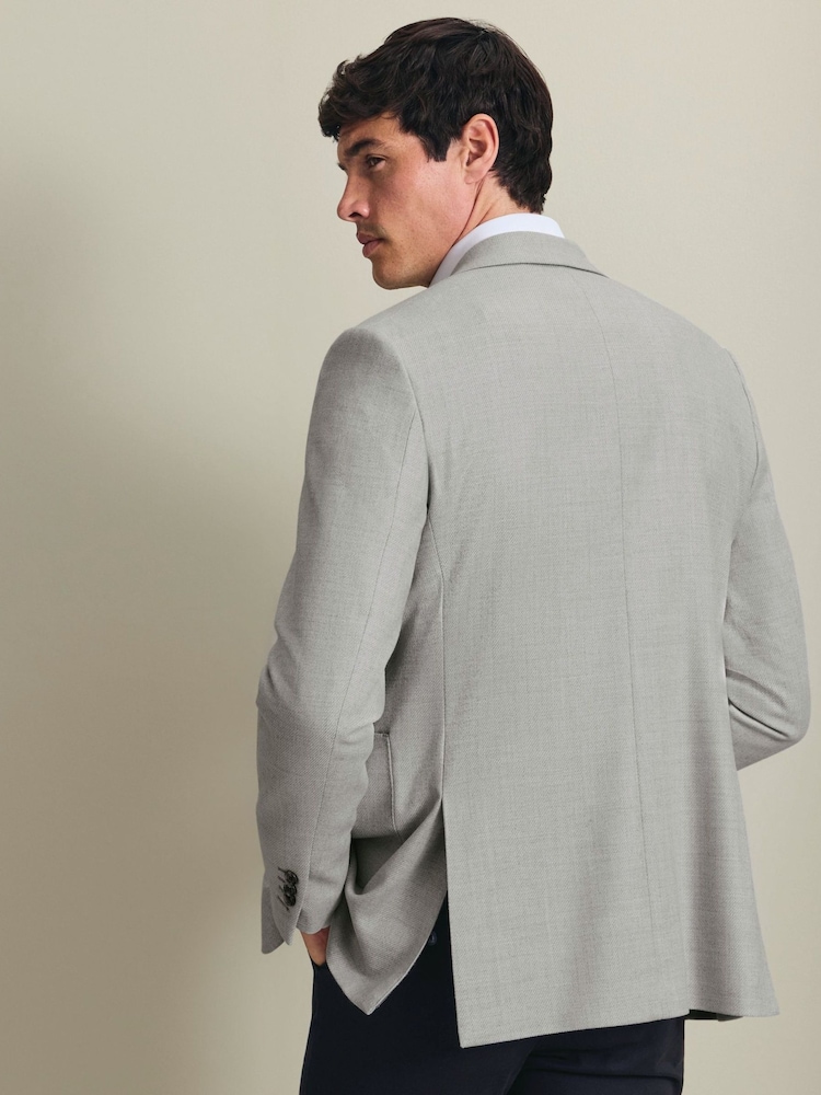 Charles Tyrwhitt Silver Grey Wool Silk Slim Fit Jacket - Image 2 of 6 Charles Tyrwhitt Silver Grey Wool Silk Slim Fit Jacket - Image 2 of 6