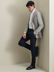 Charles Tyrwhitt Silver Grey Wool Silk Slim Fit Jacket - Image 3 of 6