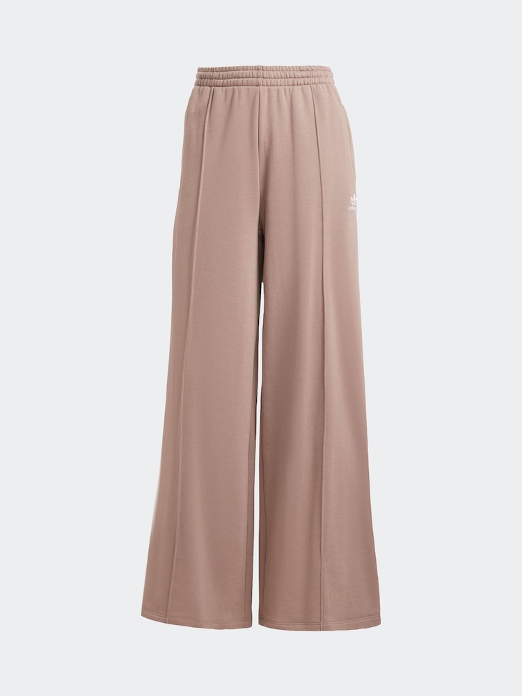 adidas Originals Brown 3 Stripe Wide Leg 100% Cotton Joggers - Image 10 of 10