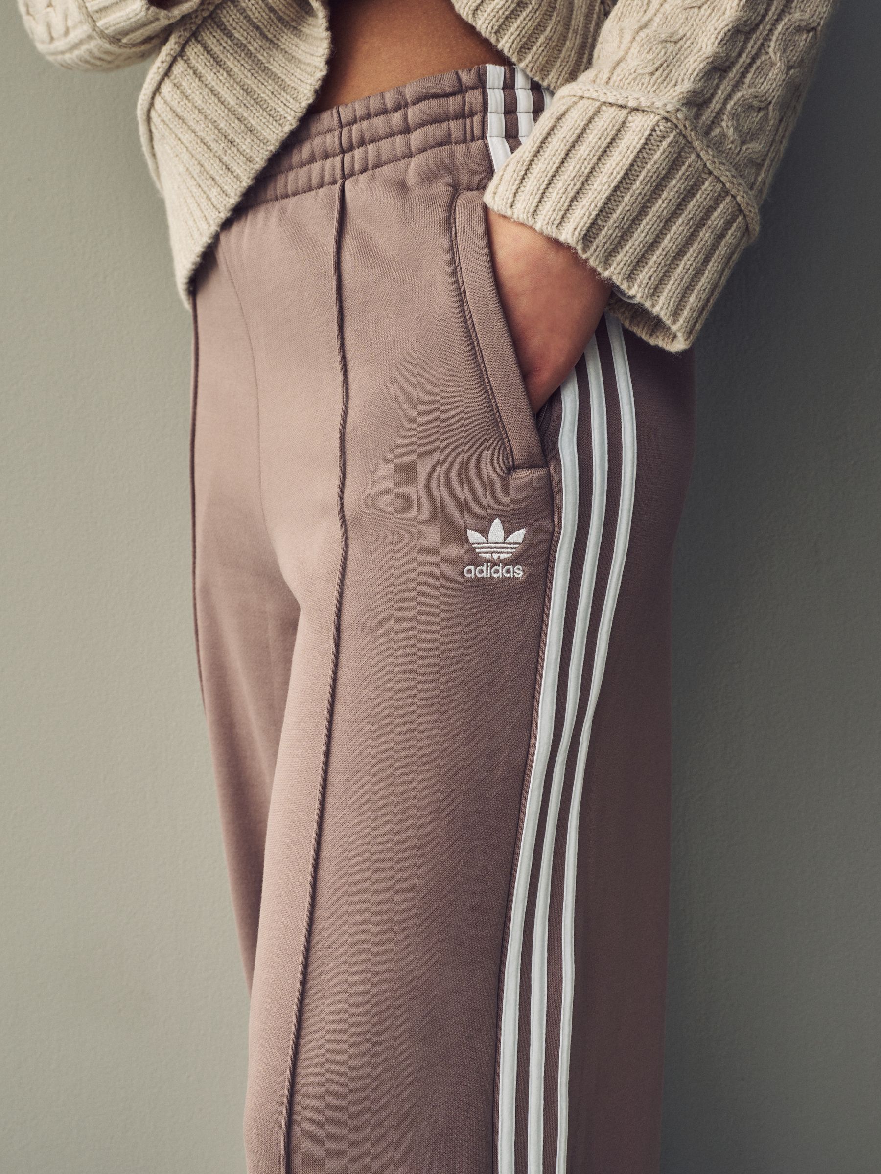 Buy adidas Originals Brown 3 Stripe Wide Leg 100% Cotton