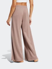 adidas Originals Brown 3 Stripe Wide Leg 100% Cotton Joggers - Image 6 of 10