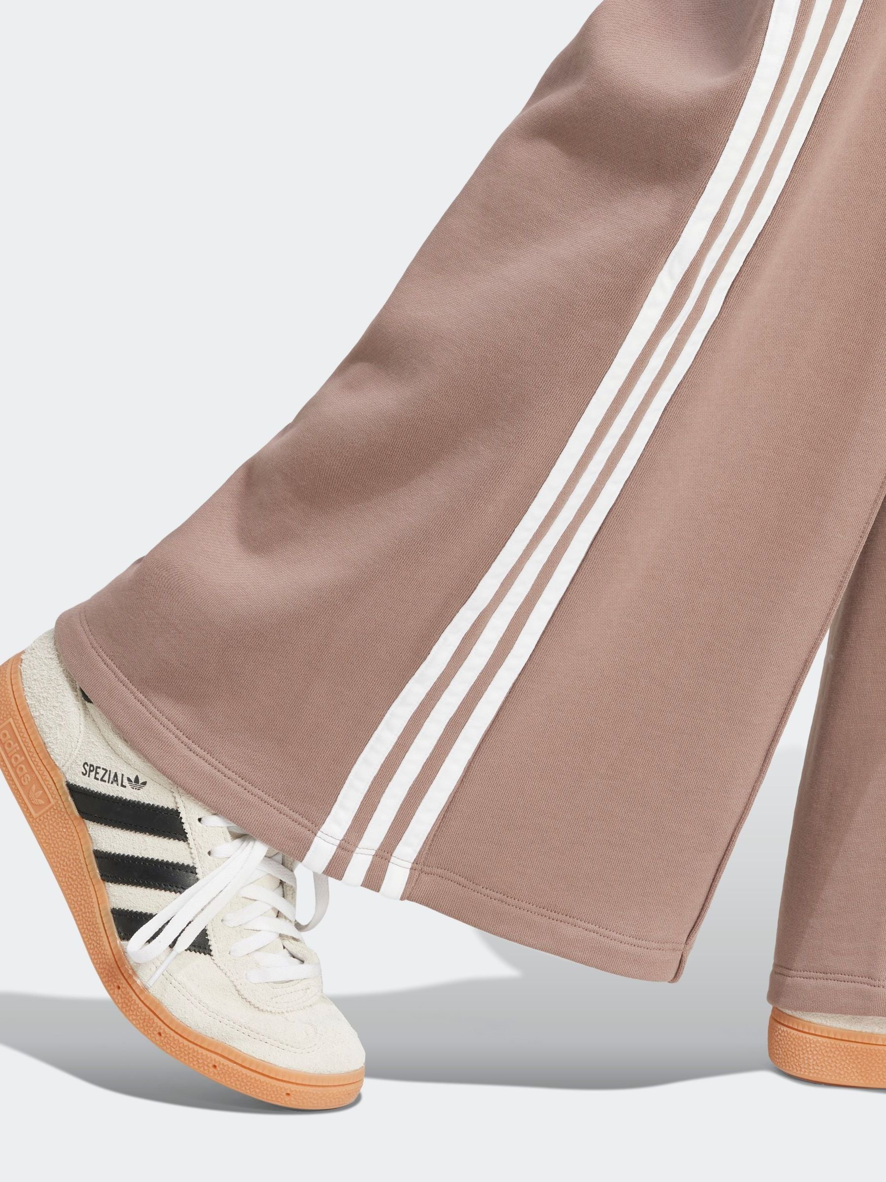Buy adidas Originals Brown 3 Stripe Wide Leg 100% Cotton Buy adidas Originals Brown 3 Stripe Wide Leg 100% Cotton