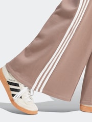 adidas Originals Brown 3 Stripe Wide Leg 100% Cotton Joggers - Image 9 of 10