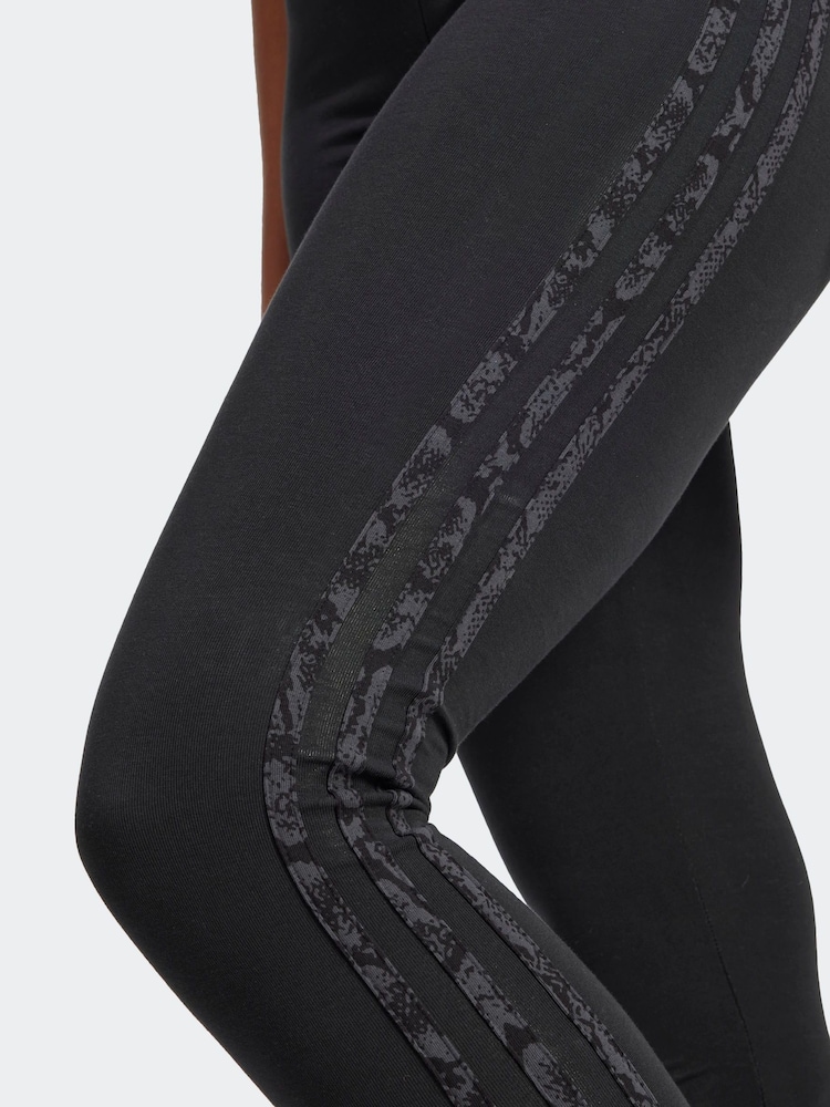 adidas Originals Black 3 Stripe Snake Leggings - Image 5 of 6