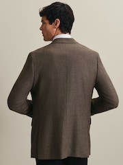 Charles Tyrwhitt Brown Mocha Wool Texture Slim Fit Jacket - Image 2 of 6
