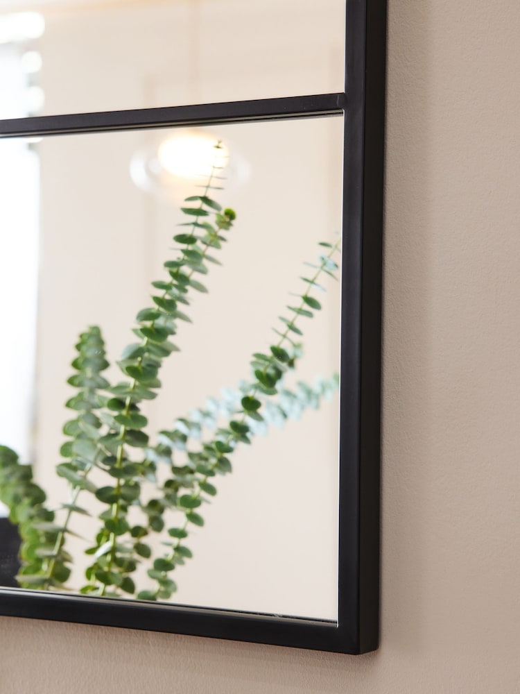 Black Metal Window Square Wall Mirror - Image 2 of 4