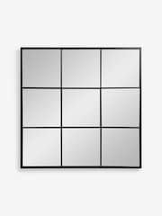 Black Metal Window Square Wall Mirror - Image 4 of 4