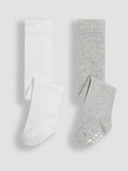 JoJo Maman Bébé Grey 2-Pack Cotton Rich Tights - Image 1 of 4