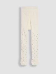 JoJo Maman Bébé White Cotton Rich Patterned Tights - Image 2 of 3