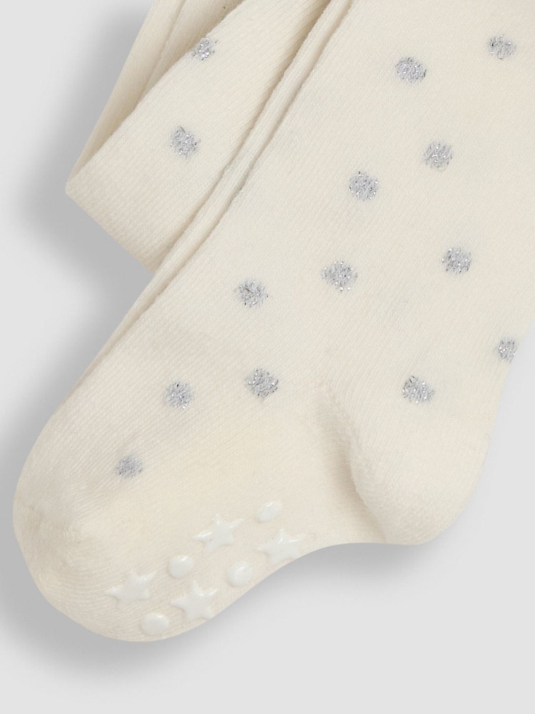 JoJo Maman Bébé White Cotton Rich Patterned Tights - Image 3 of 3