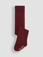 JoJo Maman Bébé Wine Cotton Rich Plain Tights - Image 1 of 3